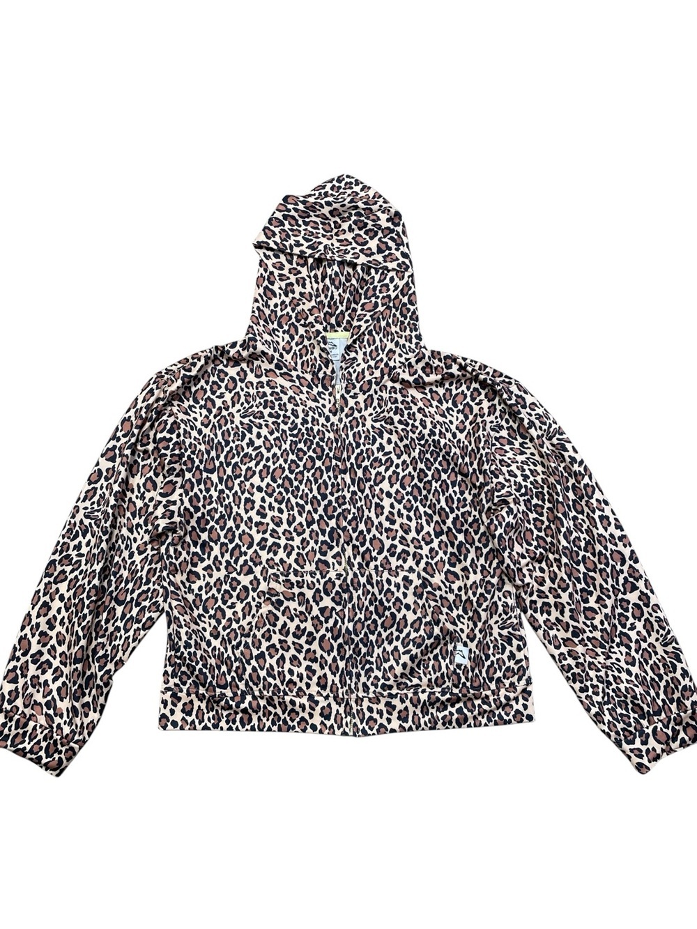 Akimbo Club Sweatshirt Leopard Print Zip-Up Hoodie - Tan Brown Black Medium - Picture 5 of 14